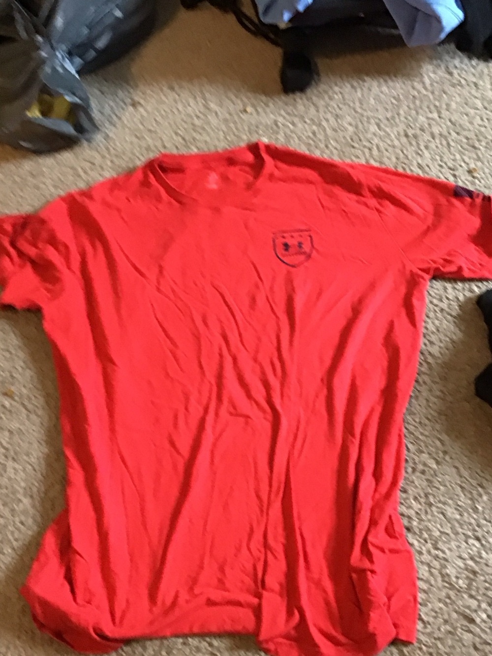 Under Armour Bright Red Short Sleeve Crew Tee with Chest Emblem